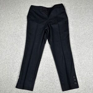 Talbots Chatham Ankle Pants Womens 4P Petite Navy Blue Button Detail Workwear